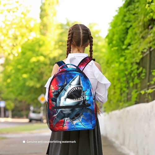 Shark Backpack for Boys Blue Ocean Animal Schoolbag for Teenage Girls Kids Cute Children Lightweight Waterproof Adjustable Book Bag for Preschool Kindergarten Bookbags Nursery Daycare - color: Shark 01