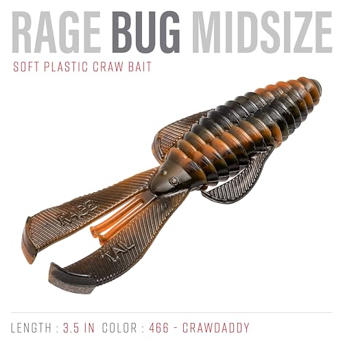 Strike King Rage Bug Fishing Lure, Soft Plastic Grub, Unique Design, Subtle Action - color: Crawdaddy, size: 3.5"