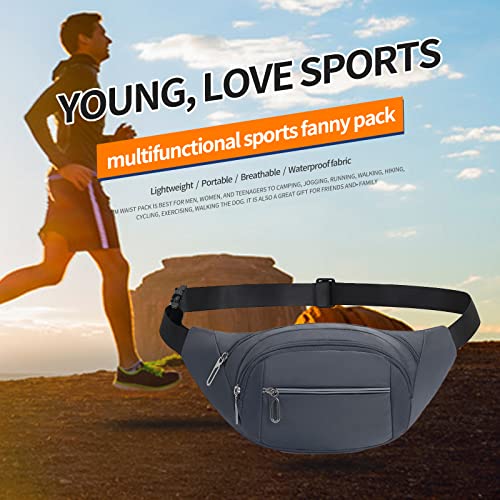 Crossbody Fanny Pack for Men&Women,Large Waist Bag & Hip Bum Bag with Adjustable Strap for Outdoors Workout Traveling Casual Running Hiking Cycling - color: Reflective Concrete Grey