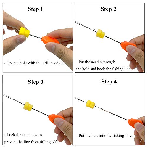 Carp Fishing Baiting Rigs Tool Kit Set, Luroad 6 in 1 Carp Fishing Tackle Kit, Including Hook Needle, Driller, Knot Puller, and Fishing Braid Line Scissors for Lures Bait Driller
