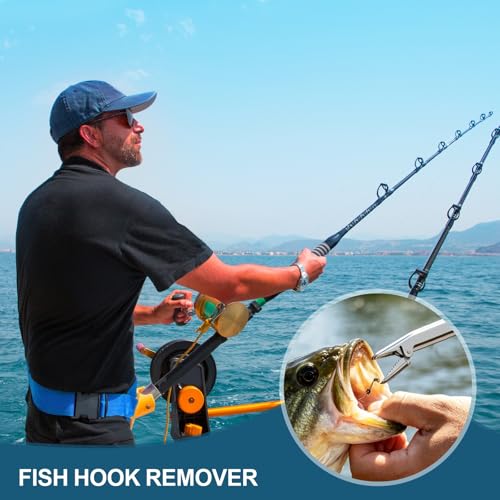 11.5-Inch Fish Hook Remover, Stainless Steel Fishing Tool – Saltwater & Freshwater Hook Extractor Pliers with Serrated Jaw, Non-Slip Safety Dehooker for Anglers