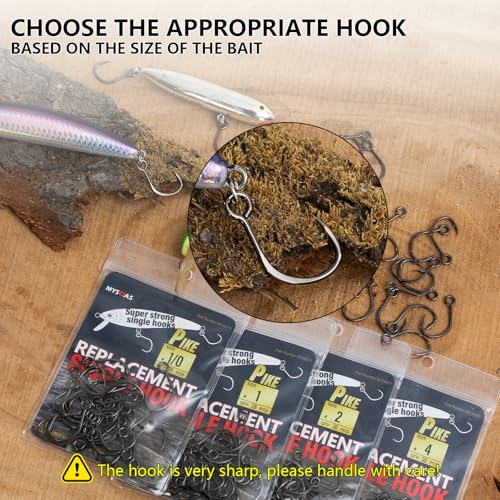 Inline Replacement Single Hooks for Hard Baits, Black Titanium Coated, Ultra Sharp & High-Strength, Includes Matching Split Rings — 4 Variants (#4-30 Pcs, #2-30 Pcs, #1-28 Pcs, #1/0-26 pcs) - color: #2-Inline-Single-Hooks, size: #2