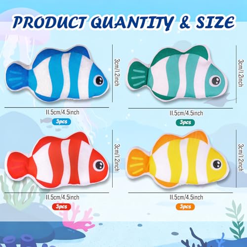 JarThenaAMCS 12Pcs Fish Bean Bags for Tossing Cute Colorful Tropical Clownfish Bean Game Bags for Summer Hawaii Holiday Family Fish Party Throwing Game Supplies