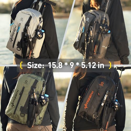 Small Fishing Bag with Rod Strap, Portable & Lightweight, Fish Small Tackle bag – Fits Tackle Boxes & Gear,Move Freely, Cast Smoothly - Fishing Gifts for Men - color: Dark Grey