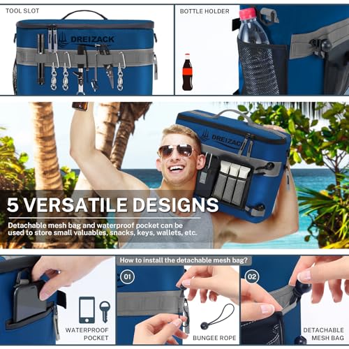 Dreizack Kayak Cooler Behind Seat, Waterproof Cooler for Kayaking,Paddle Board Cooler Compatible with Lawn-Chair Seat Kayak Accessories Cooler Bag Kayak Cooler Tow Behind for Camping Fishing - color: Dark Blue