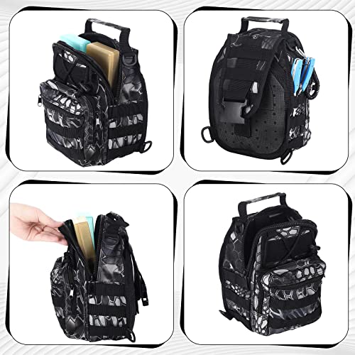 Hungdao 7 Pcs Fishing Backpack Tool Kit Fish Gear Fish Hook Pliers Remover Digital Scale Gripper Sheath Lanyards Hook Separator for Saltwater Freshwater Fishing Men Gift - style: Anaconda Style