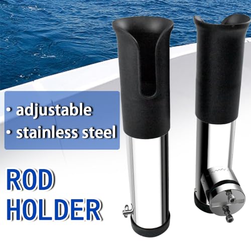 Made 2Pcs Stainless Clamp on Fishing Rod Holder, 316 Stainless Tournament Style Clamp on Fishing Rod Holder, Portable Fishing Pod Rack (Black) - color: Black