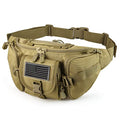 SOWHUP Tactical Fanny Pack,Military Waist Bag Pack with U.S Patch Utility Hip Belt Bumbag for Outdoor Fishing Hiking (Tan(5 Zipper Pockets)) - color: Tan(5 Zipper Pockets)
