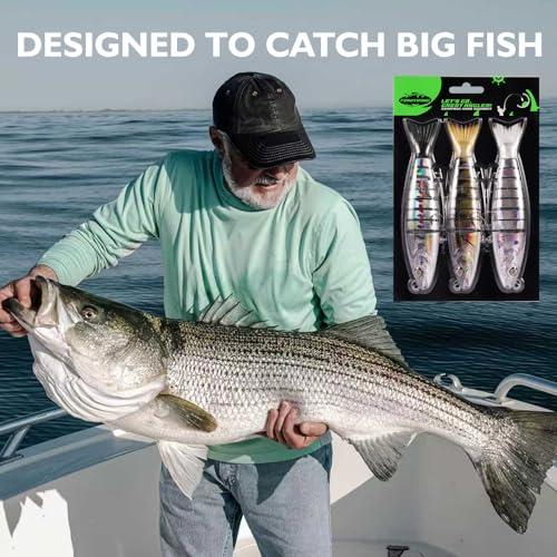 FONMANG SWIMPRO Swimbaits Northern Pike Fishing Lures,6.5in Glide Bait for Bass Fishing,3PCS Multi Jointed Swim baits, Musky Lures with 3D Holographic Bionic Finish, 2026 New
