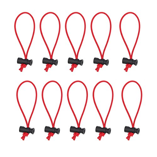 Foto&Tech Multipurpose Extra Thick Elastic Cable Tie and Organizer, Adjustable Cable Strap Toggle Tie, Reusable Tangle Tamer, Cable Management for Cord and Cable (10x 16CM, Red) - color: Red, size: 10 x 16 CM