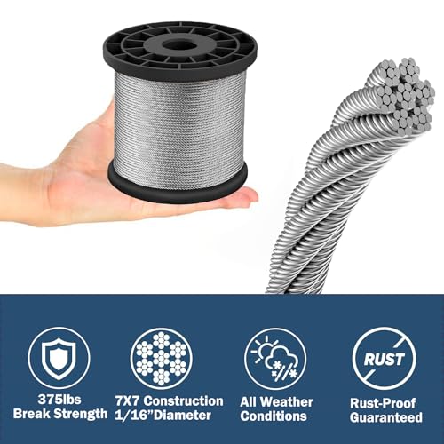Wire Rope Crimping Tool Kit, 100FT Stainless Steel Cable, 100PCS Aluminum Crimping Loop Sleeve, Wire Rope Thimble