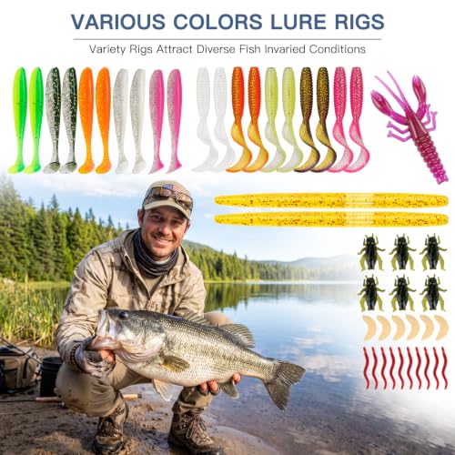 WITOROR Fishing Lures, Tackle Box with Tackle Included, Crankbaits, Soft Plastic Baits, Hooks, Weights & Fishing Accessories, Freshwater Fishing Gear Kit for Bass, Trout, Walleye & Beginners - size: 144pcs Standard Kit