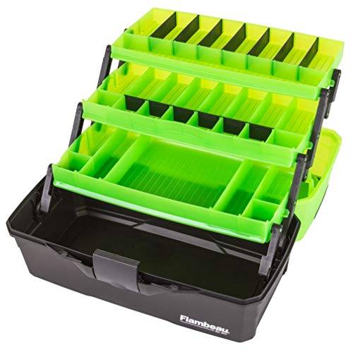 Flambeau Outdoors 6383FG 3-Tray Classic Tray Tackle Box, Portable Tackle Organizer, Frost Green/Black - color: Frost Green/Black
