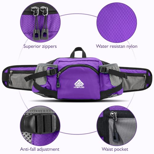 Fanny Pack Waist Bag with Water Bottle Holder for Men Women Running Hiking Travel Dog Walking Workout Cycling Outdoor (Purple) - color: Purple