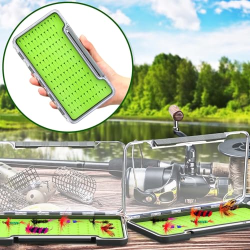 RoundFunny Fly Boxes for Fly Fishing Silicone Waterproof Fly Fishing Box Super Slim Fly Fishing Tackle Trays Box Best Pocket Storage Size 7.36"L x 0.63"W x 4.02"H Could Holds 134 flies(Waterproof)