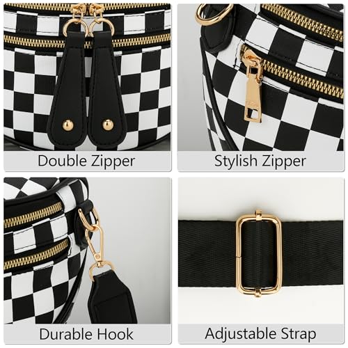 KKXIU Crossbody Sling Bag for Women Trendy Fanny Pack Vegan Leather Chest Bag | Trendy - color: 2-black