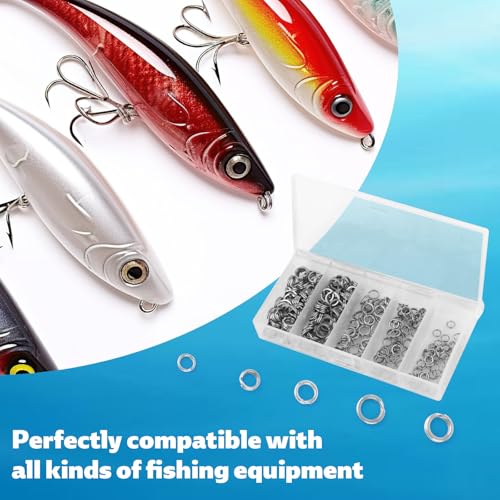 Fishing Split Pliers & Rings Kit, 4 Sizes Stainless Steel Split Scissors Equipment Gear Tool Accessories for Saltwater & Freshwater Fishing Tackle