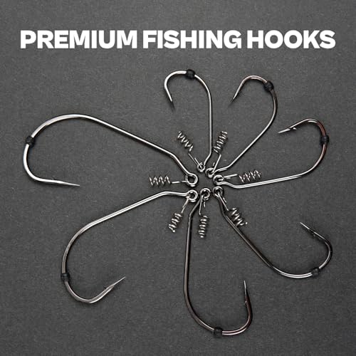 Weedless Swimbait Hooks with Screw Lock & Bait Stopper- 1/0 2/0 3/0 4/0 5/0 6/0 7/0 Sizes Worms Hooks for Bass Fishing - size: Mix - 40Pack