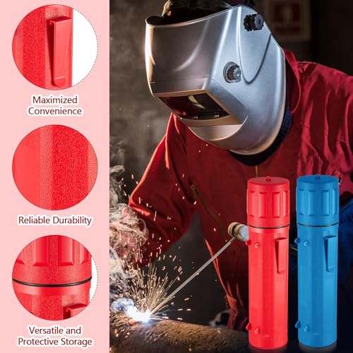Zonon 2 Pcs Welding Rod Storage Tube 14 Inch Stick Electrode Storage Container Airproof Waterproof Canister (holds 350mm / 13.7in Rods)(Red and Blue) - color: Red and Blue
