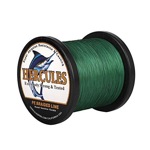 HERCULES Cost-Effective Super Cast 8 Strands Braided Fishing Line 10LB to 300LB Test for Salt-Water,109/328/547/1094 Yards(100M/300M/500M/1000M),Diam.#0.12MM-1.2MM,Hi-Grade Performance,Variety Colors - color: Green, size: 20LB-0.20MM-2187YDS(2000M)-8 STRA