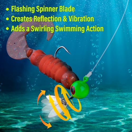 Dr.Fish 10 Pack Underspin Jigs Heads Freshwater Fishing Jig Spinner Stand up Swimbait Bass Walleye Fishing Hooks Willow Blade Round Bottom - color: Pink and White, size: 1/2oz