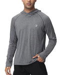 Roadbox Mens UPF 50+ Fishing Shirts, Long Sleeve UV Sun Hoodie, Hiking Running Swim Athletic Workout Shirt - color: A01-dark Gray, size: 3X-Large