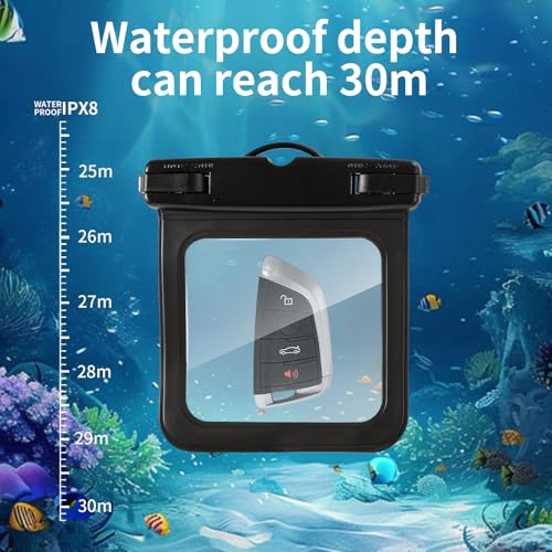 2 Pack Submersible Waterproof Wallet Dry Car Key Fob Case Bag,Swimming Surfing Water Sports Small Waterproof Pouch Holder for Door Ship Card Credit ID Card Driver Fishing License Cash Coins - color: Black&Pink-2PCS
