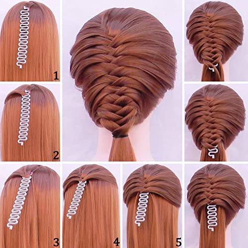 AKOAK 3 Pcs (Black, Gray, White) Hair Accessories - Fish Bone Braid Centipede, Twist Tool for DIY Hairstyles and French Braids