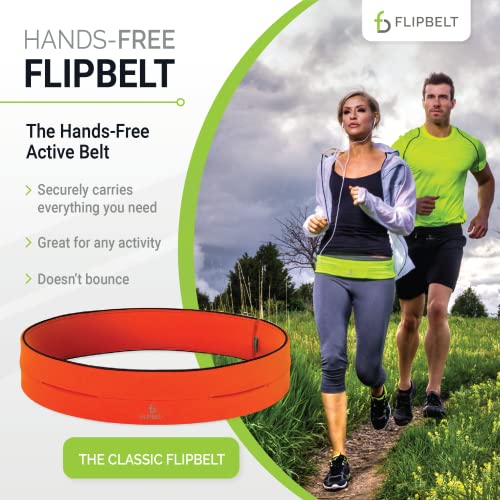 FlipBelt Classic Running Belt, Phone Holder for Running, Money Belt Pouch - color: Neon Punch, size: Small