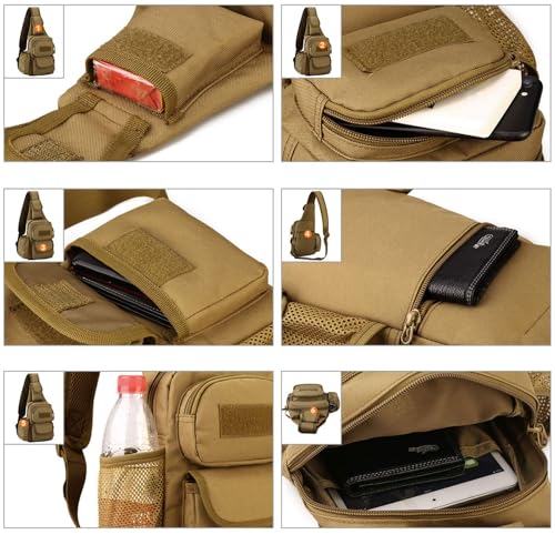 Sling Bag Crossbody Backpack for Men, Tactical Chest Shoulder Bags Daypack | Camouflage Cross Body Bag with Convertible Waterproof Shoulder Strap Trendy Casual Daypacks and Water Bottle Holder Chest Bag - color: Color 5