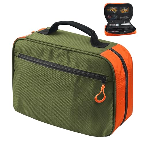 AGOOL Bait Binder Fishing Tackle Bag Waterproof Soft Plastic Bait Storage Lure Bag Portable Multi-Pocket Fishing Gear Organizer for Baits、Hooks、Sinkers & Terminal Tackle Accessories (Green-orange) - color: Green-orange