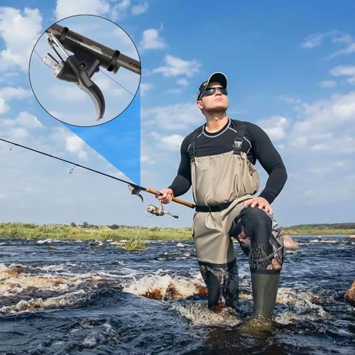 TSV 4PCS Surf Fishing Rod Bait Launcher Cannon, Long Distance Casting Trigger for Fixed Spool Reels, Bionic Thumb Finger Protector for Beach Surf Anglers - color: Black