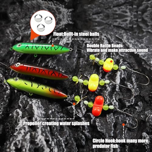 Catfish Float Rig Demon Dragon Style Rattling Line Float Propeller and Circle Hooks 6/0 8/0 for Santee Cooper Rig Catfishing Tackle - color: 8/0 Hook Catfish Rig - 3 PCS