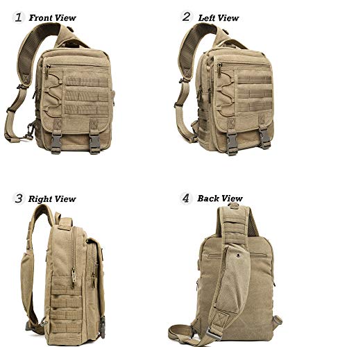NICGID Tactical Military Backpack Large Daypack Molle Army Assault Pack Bug Out Bag Water Resistant Travel Fishing Hiking Trekking Rucksack - color: Khaki-canvas-808, size: 13.3 inch