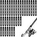 34pcs Silicone Fishing Rod Straps, 2 Sizes Stretchy Reusable Waterproof Rubber Bands Belts for Pole Storage Cable Ties Flying Spinning Casting Rods (Black)