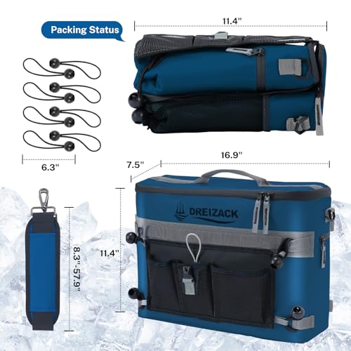 Dreizack Kayak Cooler Behind Seat, Waterproof Cooler for Kayaking,Paddle Board Cooler Compatible with Lawn-Chair Seat Kayak Accessories Cooler Bag Kayak Cooler Tow Behind for Camping Fishing - color: Dark Blue