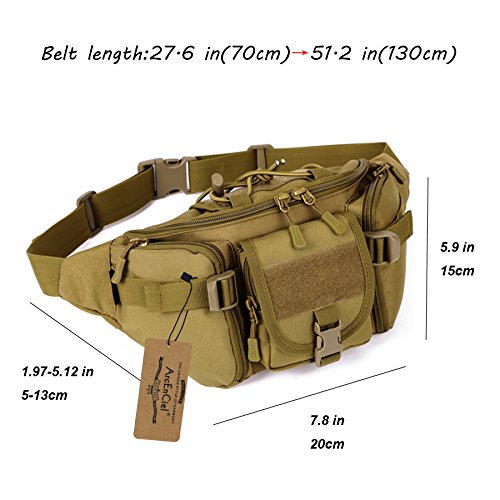 ArcEnCiel Tactical Fanny Pack for Men Women Waist Bag Hip Belt Outdoor Hiking Fishing Bumbag with Patch (Coyote Brown) - color: Coyote Brown
