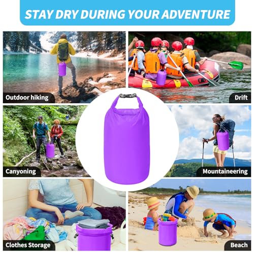 Dry Bag Set, Waterproof Small Lightweight Dry Bags for Paddle Board Kayaking, Fishing, Camping(Purple, 2L+5L+10L) - color: Purple, size: 2+5+10L