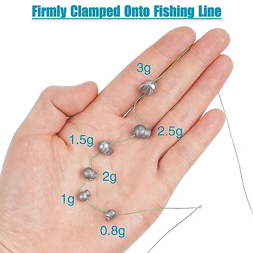 Split Shot Fishing Weights Sinkers,100pcs Removable Split Shot Fishing Line Sinkers Round Clip On Weights for Freshwater Saltwater Fishing - size: 2g-100pcs