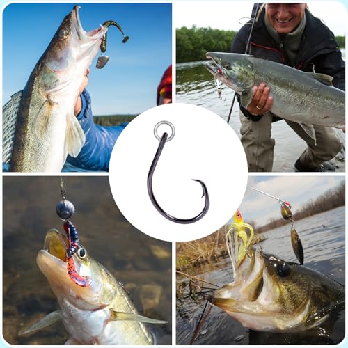 9KM DWLIFE Circle Hooks 4X 25Pcs Strong Corrosion-Resistant High-Carbon Steel Fishing Hooks with Ring for Catfish, Bass Saltwater Circle Hooks - size: 1/0#