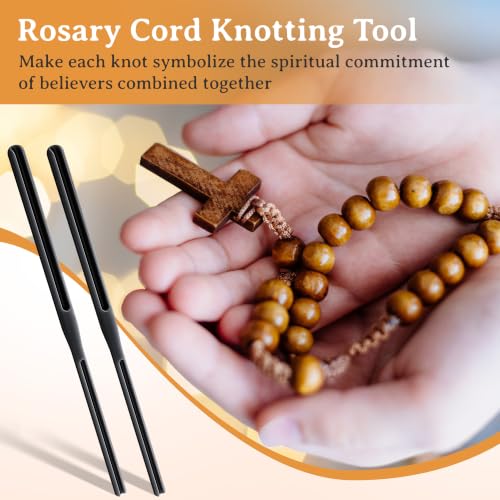 2 Pack Rosary Cord Knotting Tool, #7#9 and #36 Dual Head Twine Knotting Tool, Rosary Making Supplies, Beads Tying Kit, Beading Cord Kit for Jewelry, Fishing Hook, Bracelet(Black) - color: Black