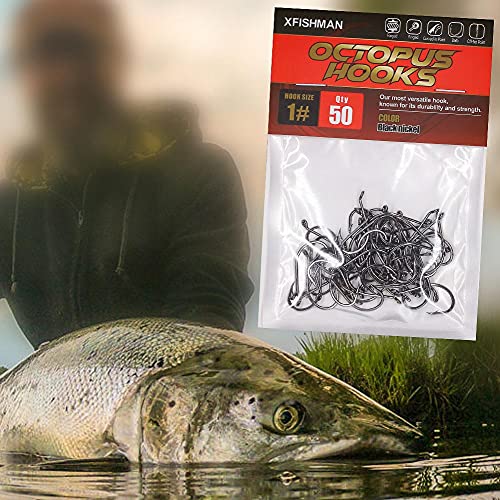 Octopus-Hook-Fishing-Beak-Circle-Hooks-Freshwater-Red-Black-100-50 Pack - color: 2-Black, size: Size:4 100-Pack