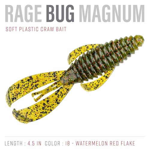 Strike King Rage Bug Fishing Lure, Soft Plastic Grub, Unique Design, Subtle Action - color: Watermelon Seed with Red Flake
