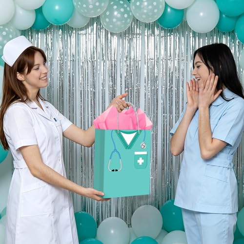 Hooqict Large Nurse Graduation Gift Bag Nurse Gift Wrap Bag with Handles, Tissue Paper, Greeting Cards for Her Women New Grad Nursing Student Medical School Graduation Party Gifts Supplies - color: Nurse