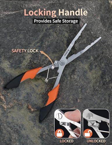 Fishing Gear,Hook Remover Fishing Pliers,Stainless Steel Fishing Tools,Multitool for Saltwater - color: orange