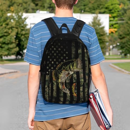 Bass Fishing Camo Camouflage American Flag Green Black Backpack For Teenage Girls And Boys Cute Kids Backpacks Children School Bag - color: Bass Fishing Camo Camouflage American Flag Green Black