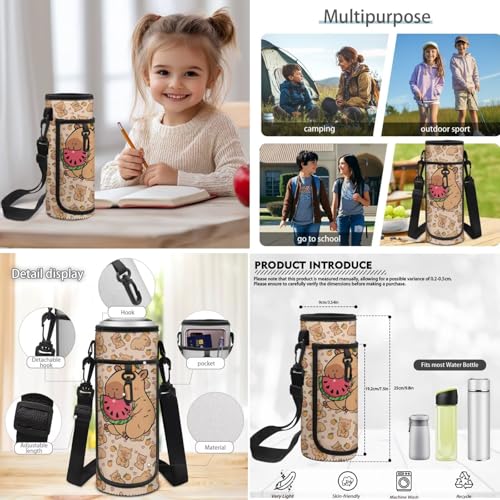 Cute Capybara Backpack Set for Boys Girls 4 Pieces School Backpack with Lunch Box & Pencil Case Pouch Water Bottle Sling Bag for Preschool Elementary Bookbag Set - color: Capybara