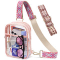 3 Pockets Clear Bag for Stadium Events with 2 Long Straps Sling Backpack Fanny Pack Concert Crossbody Purses for Women - color: 1# Pink-a, style: Style 1