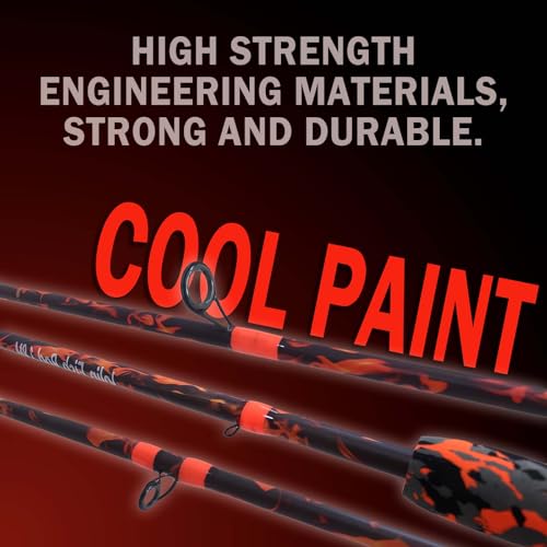 6'6" Fiberglass Casting Rod, 2-Piece Skull Design, Durable & Sensitive with Split-Grip Handle, Perfect for Bass, Pike, Catfish Fishing in Freshwater & Saltwater - color: HLWQB-6'0", size: 6'0"