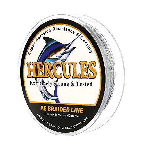 HERCULES Cost-Effective Super Cast 8 Strands Braided Fishing Line 10LB to 300LB Test for Salt-Water,109/328/547/1094 Yards(100M/300M/500M/1000M),Diam.#0.12MM-1.2MM,Hi-Grade Performance,Variety Colors - color: Gray, size: 15LB-0.16MM-547YDS(500M)-8 STRANDS